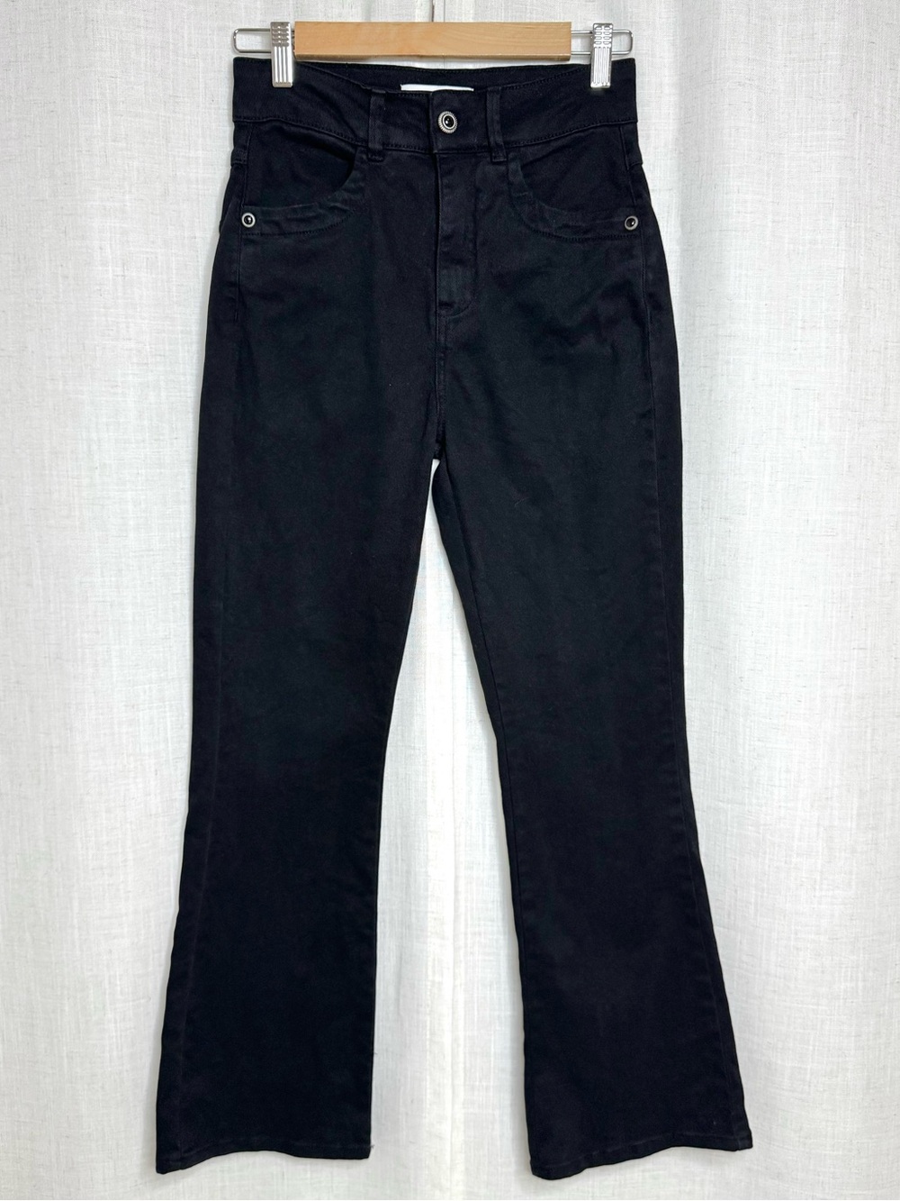 Scalpers Black Flare Jeans High Rise Cotton Size 36